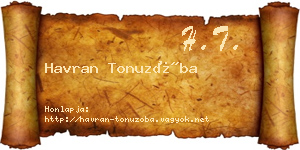 Havran Tonuzóba névjegykártya